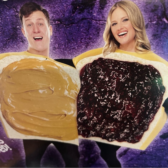 PEANUT BUTTER and GRAPE JELLY Couples Costumes SET Unisex One Size Halloween FUN - Picture 1 of 12